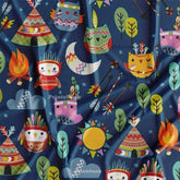 Dark Blue Kid's Digital Printed Fabric
